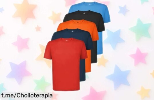 Pack de 5 camisetas técnicas Alpidex, transpirables y de secado rápido: ¡ofertón para brillar mientras haces deporte! No pierdas la oportunidad, siente la frescura en cada movimiento.
