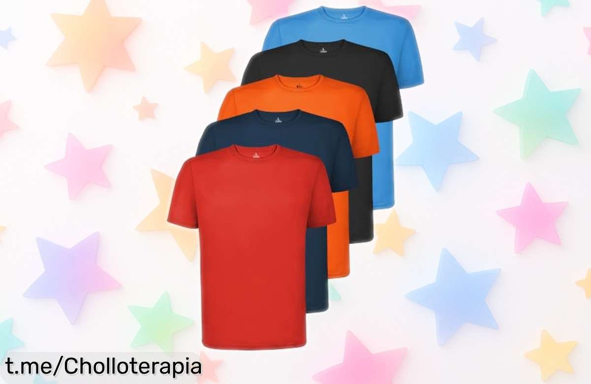 Pack de 5 camisetas técnicas Alpidex, transpirables y de secado rápido: ¡ofertón para brillar mientras haces deporte! No pierdas la oportunidad, siente la frescura en cada movimiento.