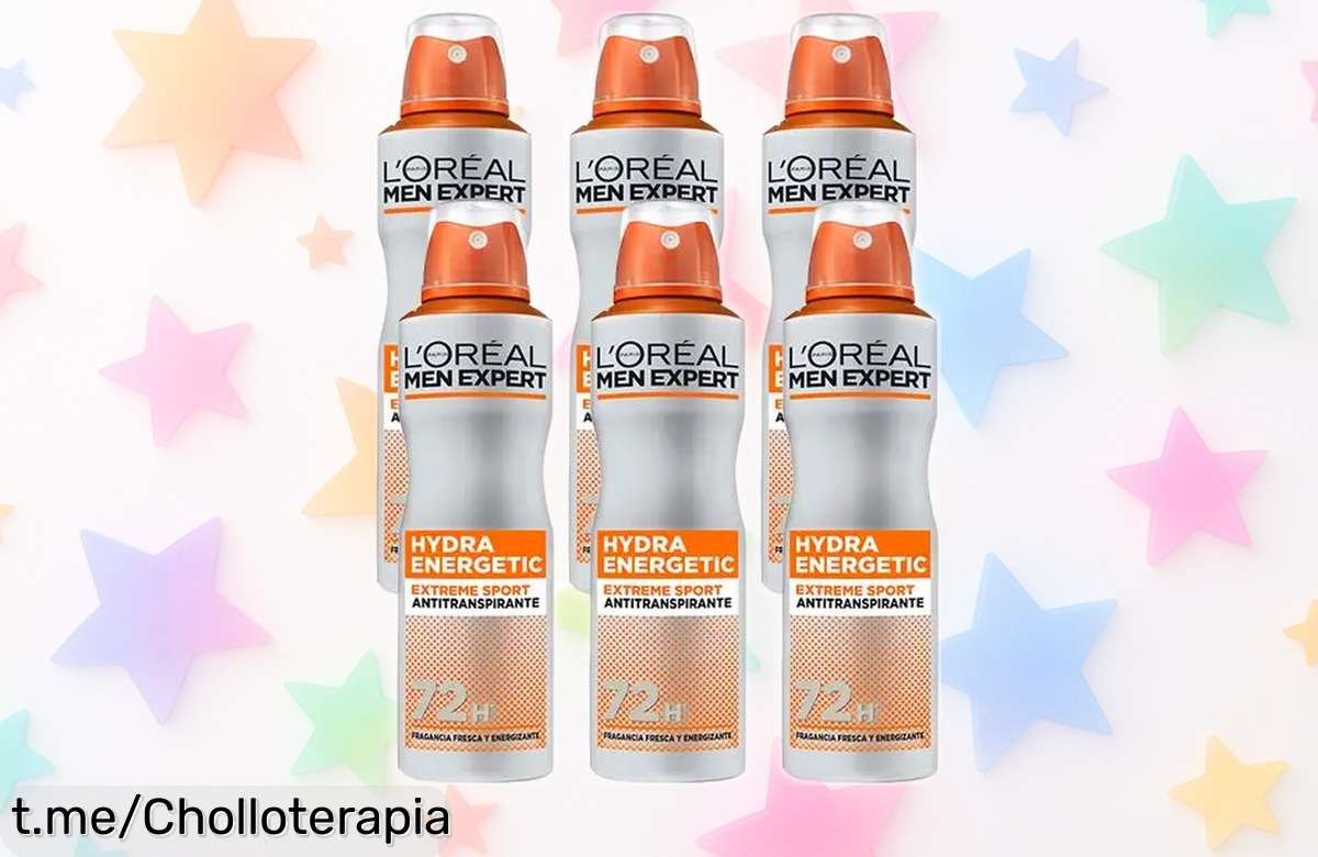 Pack de 6 desodorantes L’Oréal Paris Men Expert Hydra Energetic Extreme Sport, protección máxima hasta 72 horas y ¡con un cupón que hace este chollo irresistible!