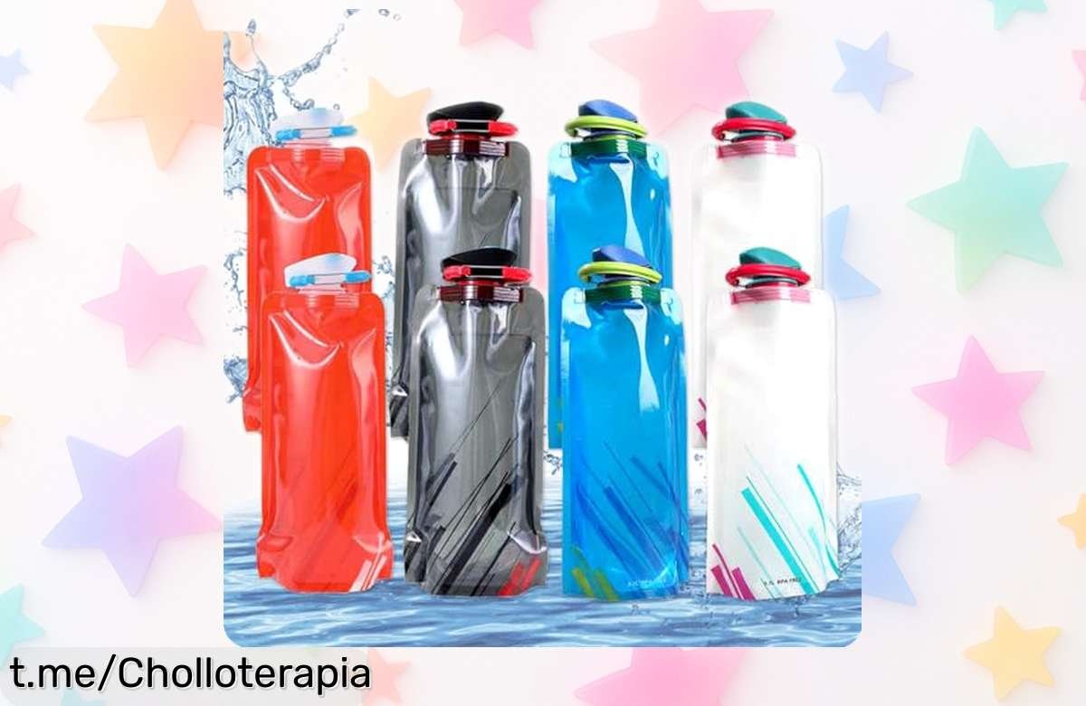 Pack de botellas de agua plegables 700 ml: el chollazo perfecto para tus aventuras al aire libre, ¡reutilizables y sin fugas! Llévalas contigo y mantente hidratado en cada paso.