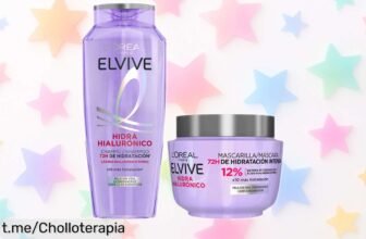 Pack de champú y mascarilla L'Oréal Paris Elvive Hidra Hialurónico: ¡chollazo para hidratar tu pelo hasta 72 horas y lucirlo suave! No te lo pierdas, dale a tu melena el cariño que se merece.