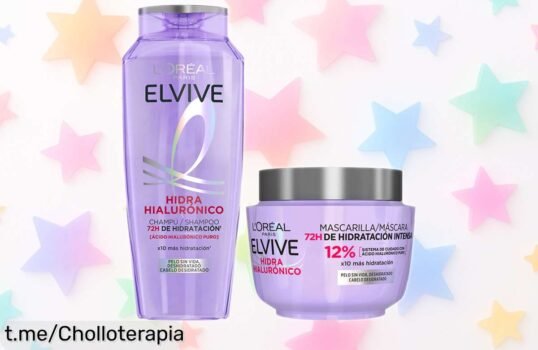 Pack de champú y mascarilla L'Oréal Paris Elvive Hidra Hialurónico: ¡chollazo para hidratar tu pelo hasta 72 horas y lucirlo suave! No te lo pierdas, dale a tu melena el cariño que se merece.