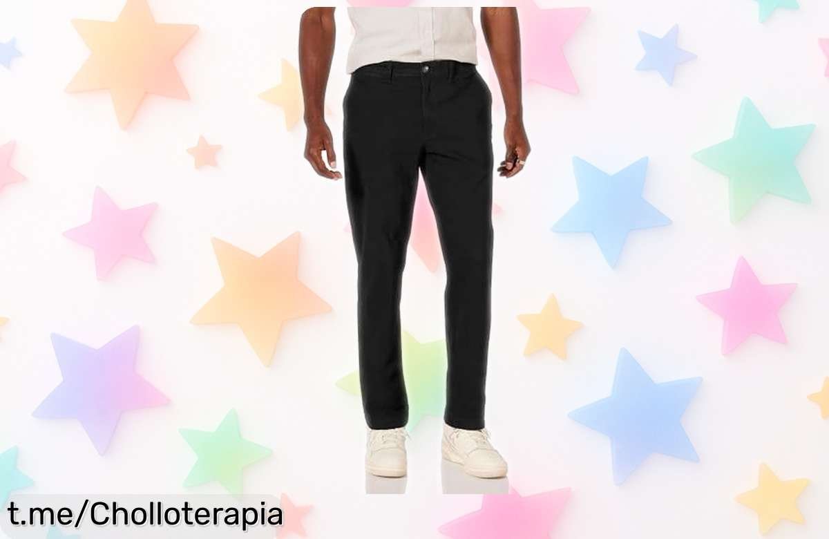 Pantalones chinos ajustados de Amazon Essentials, un super chollo para lucir genial sin dejar de estar cómodo. ¡No te lo pierdas y dale estilo a tu día a día!