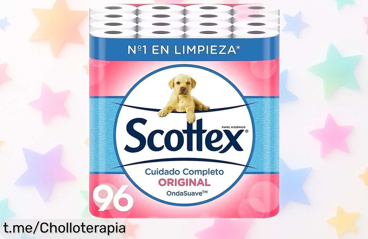 Papel higiénico Scottex Original de 2 capas, ¡precio loco en pack de 96 rollos! Ahorra y olvídate del aseo mientras disfrutas de suavidad y resistencia como nunca.