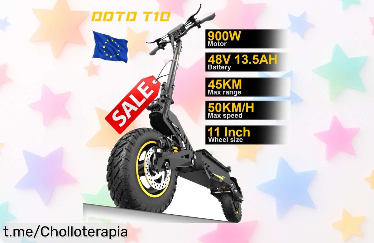 Patinete eléctrico OOTD T10 con 900W de potencia a precio loco: muévete con alegría por la ciudad y no dejes pasar este chollo antes que se agote.