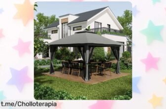 Pérgola de jardín 400x400 cm con doble techo y protección UV, a precio de escándalo, ¡disfruta del exterior protegido mientras los demás miran envidiosos!