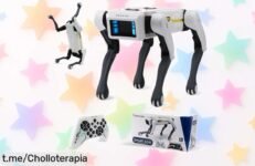 Perro robot inteligente RC que canta y baila con control por voz: ¡aplica el cupón y consigue esta maravilla a un precio loco! No dejes pasar este super chollo para tus peques.