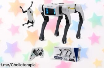 Perro robot inteligente RC que canta y baila con control por voz: ¡aplica el cupón y consigue esta maravilla a un precio loco! No dejes pasar este super chollo para tus peques.