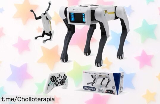 Perro robot inteligente RC que canta y baila con control por voz: ¡aplica el cupón y consigue esta maravilla a un precio loco! No dejes pasar este super chollo para tus peques.