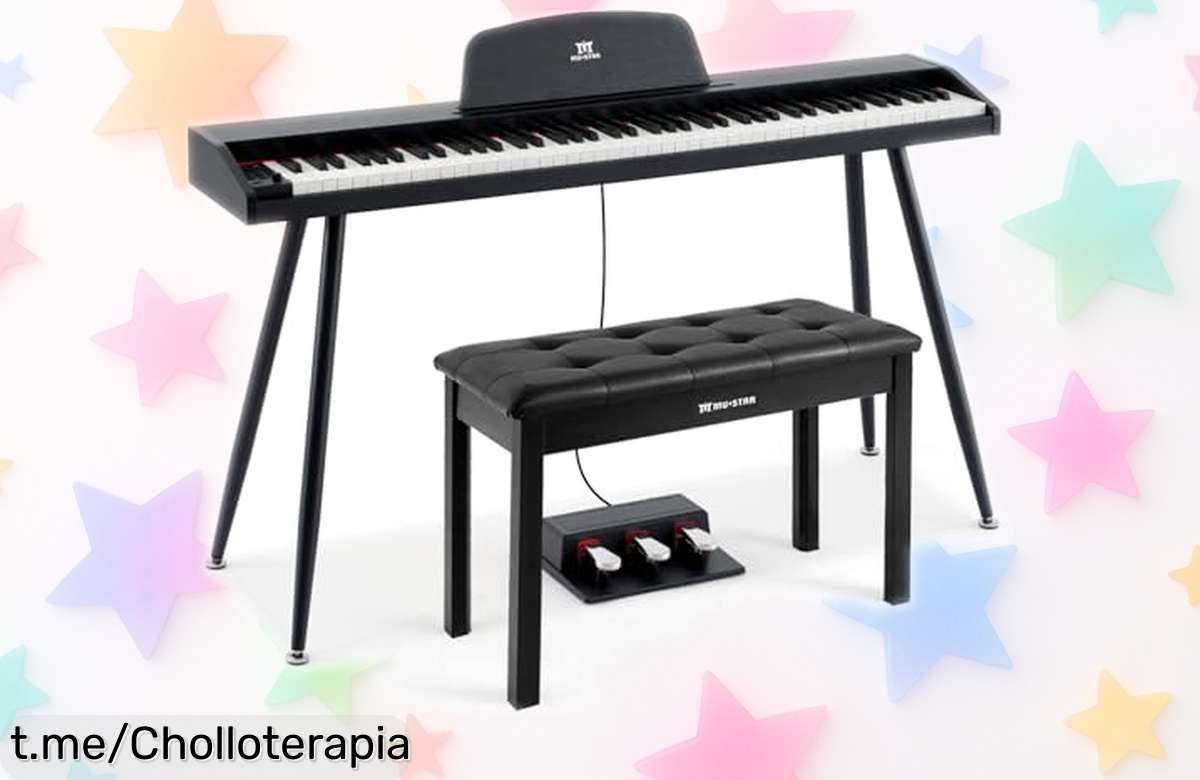 Piano digital MUSTAR de 88 teclas con todo incluido y precio de escándalo que hará vibrar tu pasión por la música ¡No te quedes sin el tuyo!