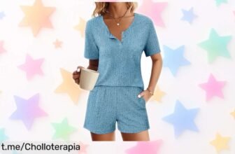 Pijama corto Ekouaer de dos piezas: un ofertón espectacular para que luzcas fabulosa incluso en casa a un precio de ganga que no querrás dejar escapar. ¡Hazlo tuyo ahora!