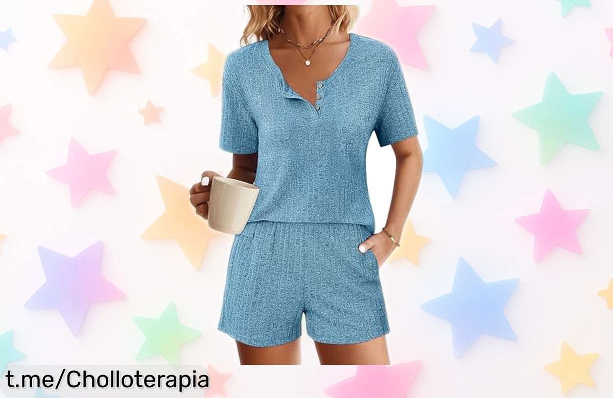 Pijama corto Ekouaer de dos piezas: un ofertón espectacular para que luzcas fabulosa incluso en casa a un precio de ganga que no querrás dejar escapar. ¡Hazlo tuyo ahora!