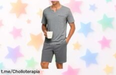 Pijama corto de hombre L en 2 piezas, ligero y fresco: ¡rebajadores precios locos para renovar tu ropa de noche! Aprovecha este super chollo y descansa con estilo.