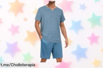 Pijama de hombre de 2 piezas ligero y transpirable que no dejarás escapar, ¡cómpralo ya antes de que se agote este super chollo para dormir fresco en casa!