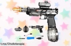 Pistola de agua eléctrica Lomffy para diversión sin fin, con chorro continuo y luces LED: ¡aprovecha este super Chollo antes que se agote!