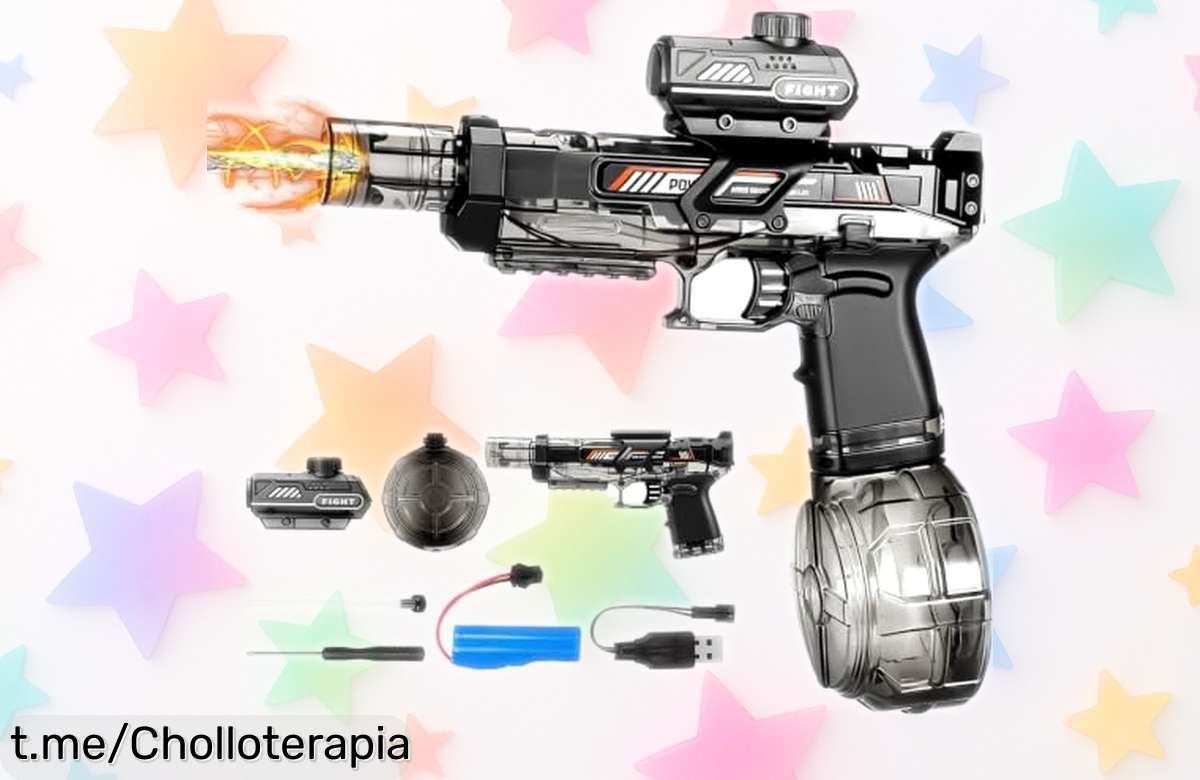 Pistola de agua eléctrica Lomffy para diversión sin fin, con chorro continuo y luces LED: ¡aprovecha este super Chollo antes que se agote!