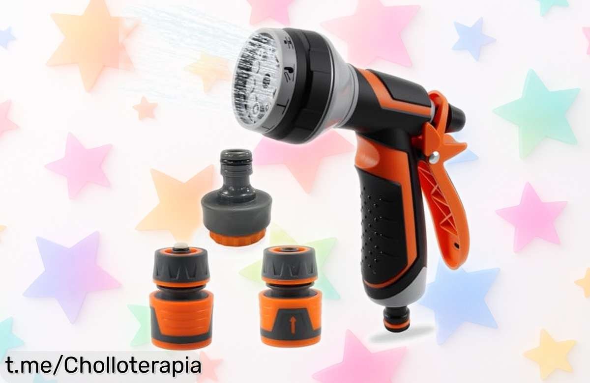 Pistola de manguera Dellyy con 10 modos y caudal ajustable ¡Aprovecha el precio loco y disfruta regando, lavando o refrescando en un abrir y cerrar de ojos!