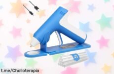 Pistola de pegamento caliente inalámbrica DOMINOX, ¡listo en 25 segundos y con apagado automático! Aprovecha este precio de ganga para tus manualidades y arreglos. ¡Compra ya antes que se acabe!