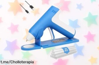 Pistola de pegamento caliente inalámbrica DOMINOX, ¡listo en 25 segundos y con apagado automático! Aprovecha este precio de ganga para tus manualidades y arreglos. ¡Compra ya antes que se acabe!
