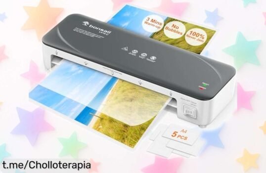Plastificadora A4 Bonsaii, ¡chollazo que no puedes dejar escapar! Protege fotos y documentos en 3 minutos sin atascos. Tu aliado para casa, el cole o la oficina.