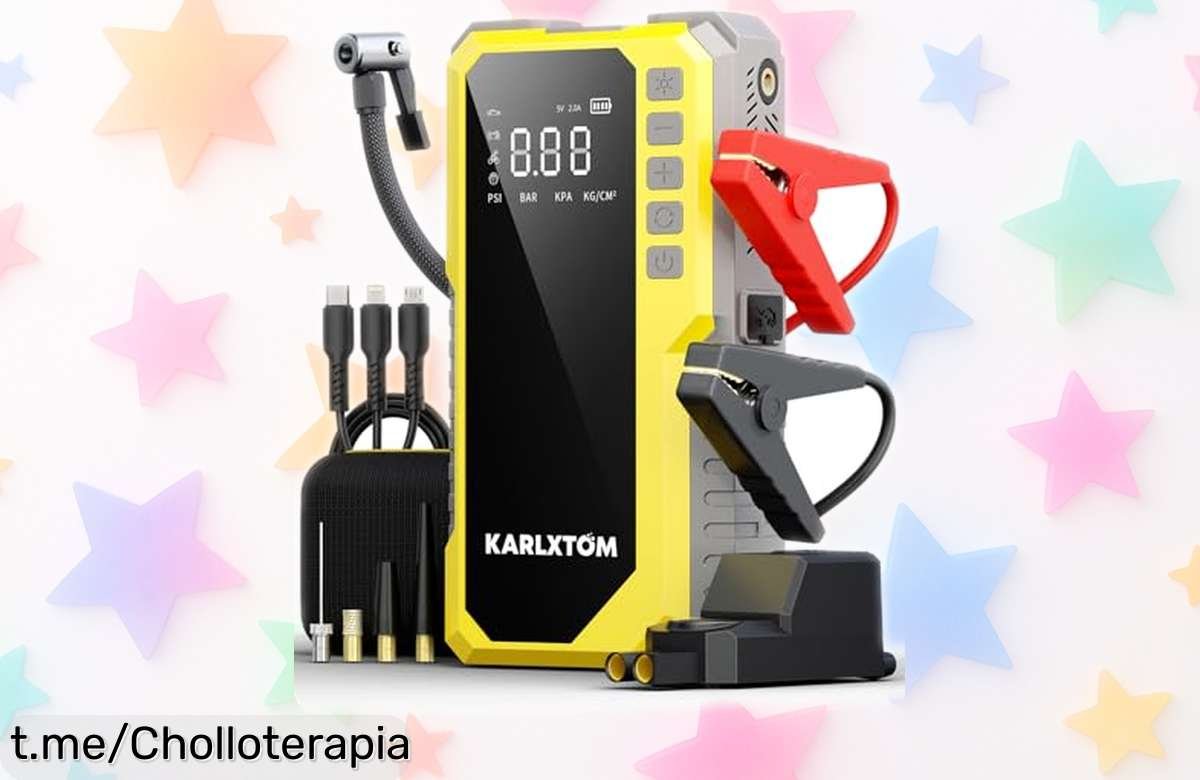 Poderoso arrancador de batería Karlxtom con compresor 190 PSI y linterna LED: ¡no te quedes tirado, aprovecha este chollazo para tu seguridad sobre ruedas!