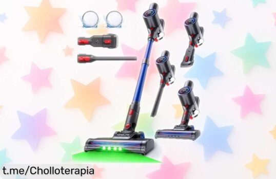 Potente aspiradora escoba sin cable VersLife, 40 kPa y autonomía de 45 min; ¡aplica el cupón y aprovecha esta oferta que hará brillar tu hogar!