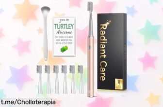 Potente cepillo de dientes eléctrico sónico JTF con limpiador de lengua y 6 cabezales a un precio increíble, ¡no te lo puedes perder para una sonrisa radiante!