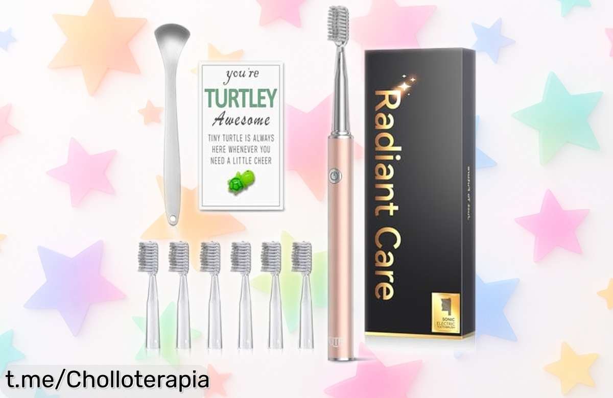 Potente cepillo de dientes eléctrico sónico JTF con limpiador de lengua y 6 cabezales a un precio increíble, ¡no te lo puedes perder para una sonrisa radiante!