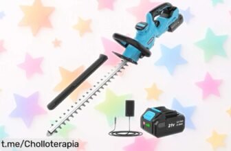 Potente cortasetos eléctrico LEEIKOO con batería y cabezal giratorio a precio de escándalo, ¡dale forma a tu jardín en un abrir y cerrar de ojos!