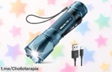 Potente linterna LED recargable GEARLITE de 3000 lúmenes, con zoom y hasta 6 horas de luz: ¡no te pierdas este descuentazo que iluminará tus mejores aventuras!
