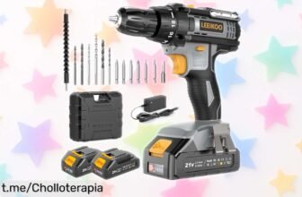 Potente taladro atornillador LEEIKOO 21V con 2 baterías, luz LED y 14 accesorios a un precio de ganga que no querrás dejar pasar para tus proyectos en casa. ¡Compra ya!