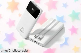 Power bank de 10000 mAh con carga rápida, cables integrados y pantalla LED digital: ¡rebaja increíble para que nunca te falte energía! Aprovecha este chollazo ya.
