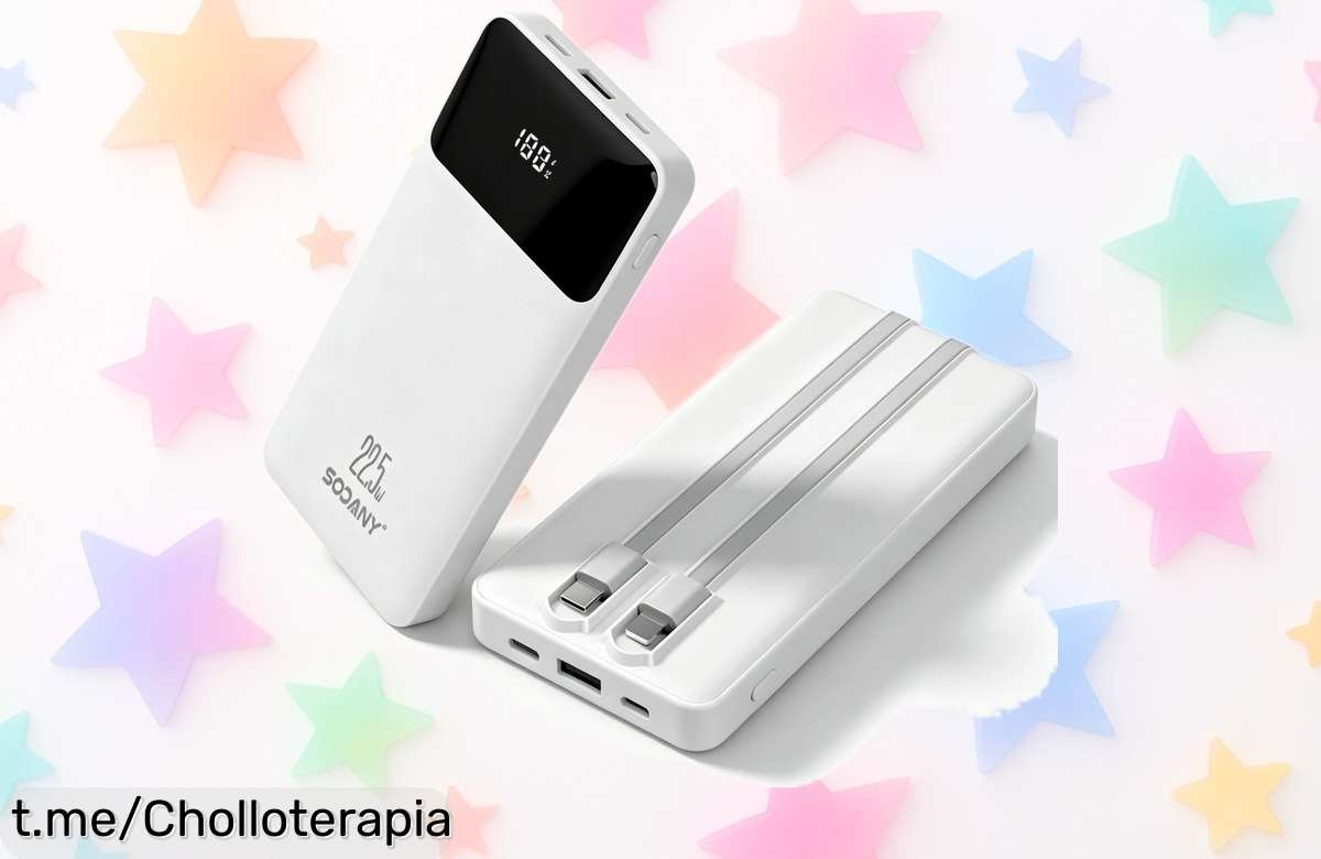 Power bank de 10000 mAh con carga rápida, cables integrados y pantalla LED digital: ¡rebaja increíble para que nunca te falte energía! Aprovecha este chollazo ya.