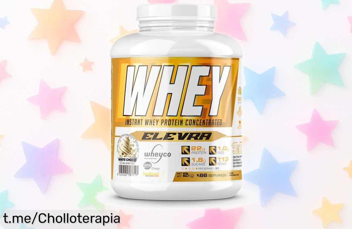 Proteína whey concentrada ELEVRA 100% PRO de 2 kg a precio de escándalo, ¡no pierdas la oportunidad de cuidarte y disfrutar tu mejor batido hoy mismo!