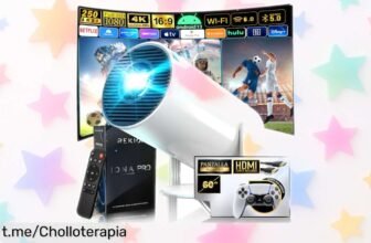 Proyector portátil REKION HY.300 Pro con pantalla de 60 incluida y resolución 4K, ¡ahora a un precio loco que te hará disfrutar del cine en casa como nunca!