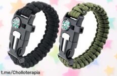 Pulsera de supervivencia ABDA, pack de 2: ¡el chollo que nunca habías visto! Con pedernal y brújula, equipa tu aventura hoy mismo y siente la seguridad a cada paso.