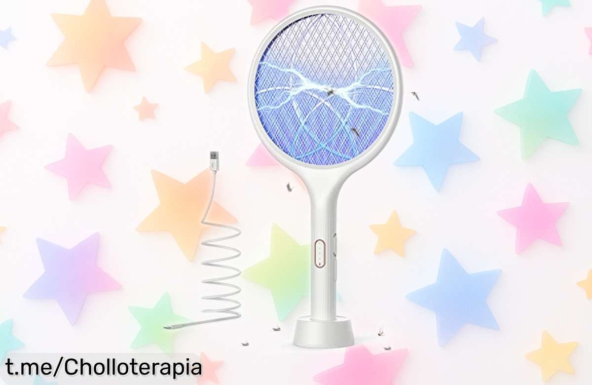 Raqueta eléctrica antimosquitos YISSVIC 2 en 1, ¡uhhh chollazo! Di adiós a insectos con su potente electricidad y luz UV, grábate este precio de escándalo antes que se acabe.