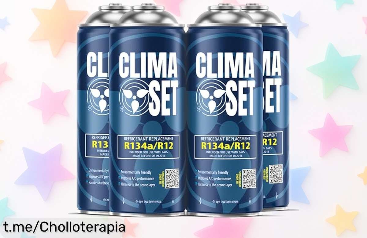 Recarga de gas para aire acondicionado del coche CLIMASET, pack de 4 unidades a precio loco para disfrutar el fresquito sin gastar una fortuna. ¡Consíguelo ya y no te quedes en calor!