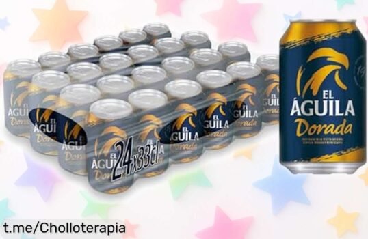 Refrescate con el pack de 24 latas de cerveza El Águila Dorada: sabor cítrico y cuerpo medio, ¡te lo llevas por un precio loco! No te quedes sin el tuyo.