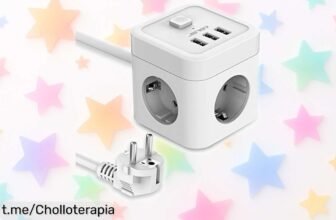 Regleta enchufe USB JSVER Cube con 3 tomas y 3 puertos, la solución compacta para cargar sin límites; llévala contigo y mantén todo en orden ¡No dejes pasar este gran chollo!