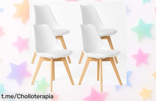 Renueva tu comedor con el pack de 4 sillas TLoVendo, confort y estilo a precio loco para disfrutar cada comida como si fuera una ocasión especial. ¡No te quedes sin ellas!