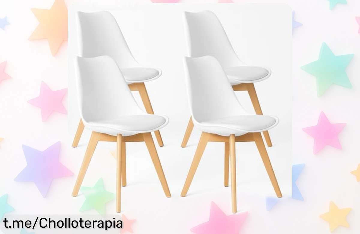 Renueva tu comedor con el pack de 4 sillas TLoVendo, confort y estilo a precio loco para disfrutar cada comida como si fuera una ocasión especial. ¡No te quedes sin ellas!