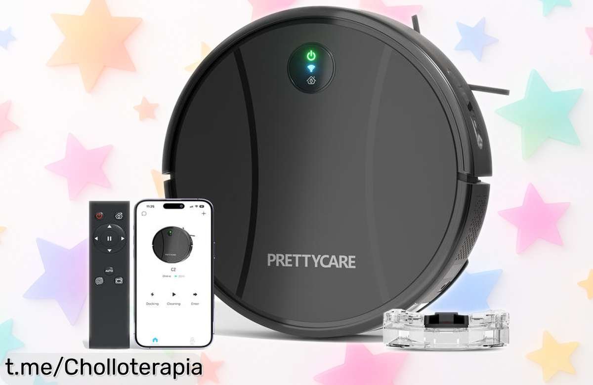 Robot aspirador y fregona 3 en 1 PrettyCare C2 con potencia increíble para olvidarte del polvo: ¡ofertón limitado que no querrás dejar escapar!