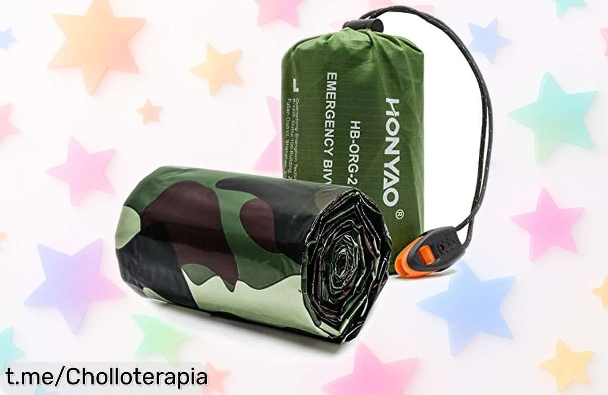 Saco de dormir de emergencia HONYAO con manta térmica y silbato, ideal para camping: ¡no te quedes sin el tuyo a precio de ganga antes que se agoten!