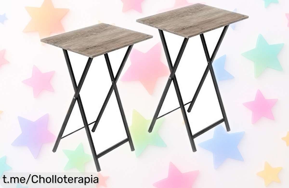 Set de 2 mesas auxiliares plegables HOOBRO para tu hogar, que ahora tienen un precio de ganga: ¡cómodas y prácticas para disfrutar sin límites en cada momento!