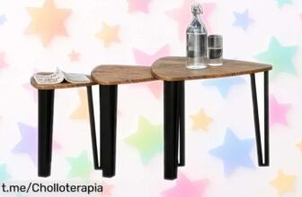 Set de 3 mesas auxiliares nido HOMCOM en Nogal Negro, ideal para ahorrar espacio con estilo: ¡super chollo que hará brillar tu salón! No te lo pierdas.