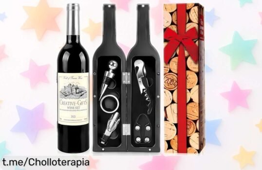 Set de 5 accesorios para vino Silver Bottle001, el regalo original que no puedes dejar pasar y te ayudará a disfrutar cada sorbo. ¡Aprovecha este chollo antes de quedarte sin él!