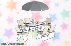 Set de jardín Outsunny de 8 piezas para disfrutar comidas al aire libre: resistencia y facilidad de limpieza a un precio increíble, ¡no te lo pierdas y transforma tu verano ya!