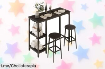 Set de mesa de bar Blishom con 2 taburetes a precio loco, ideal para tus desayunos y cafés en casa: ¡espacios pequeños jamás se vieron tan bien! No te pierdas esta oportunidad.