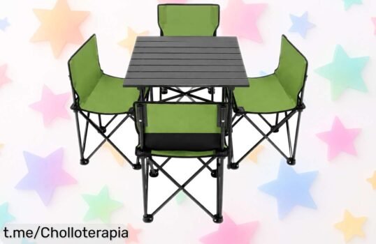 Set de mesa y 4 sillas plegables Inuitz: aprovecha este super chollo para tus escapadas al aire libre, ¡disfruta de cada comida con tu gente favorita donde quieras!